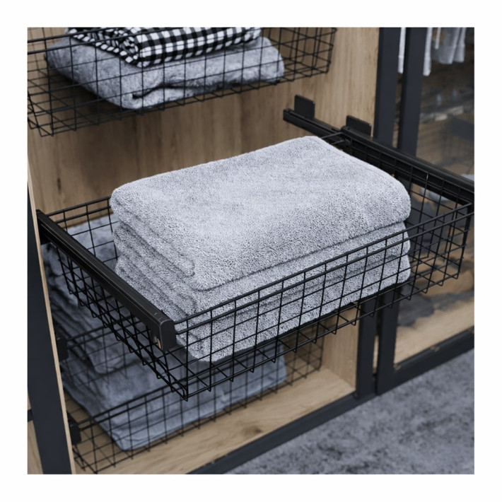 Gardrób kosár 600 mm – fekete  REJS Variant Multi Line sínrendszerhez