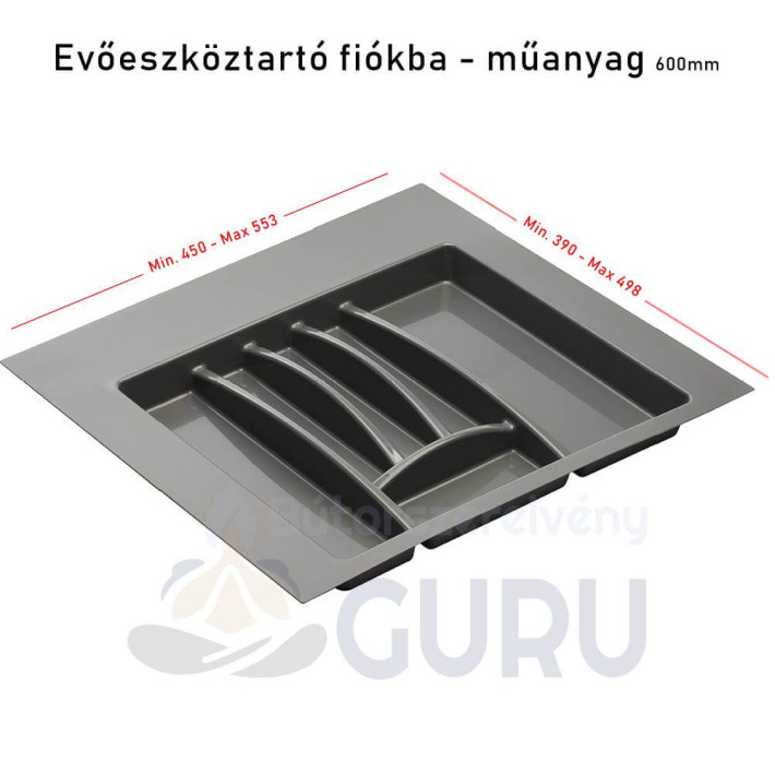 evőeszköz tartó - Szürke 600 mm
