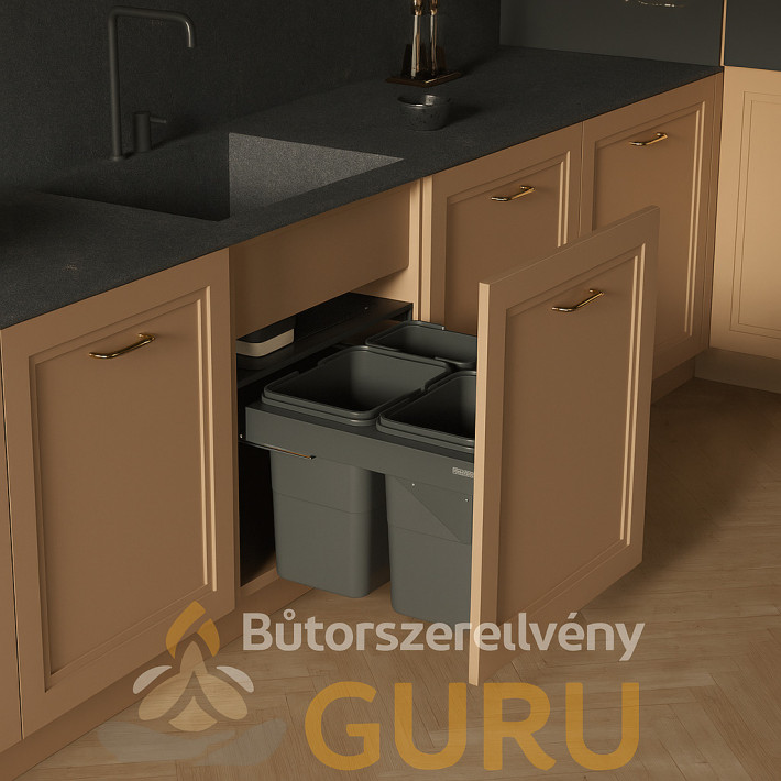 beépíthető szemetes (2x15L + 2x7L), 60-as szekrénybe – 425 magas REJS