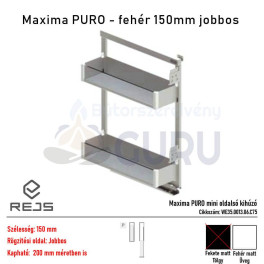 Maxima PURO mini oldalsó kihúzó Matt fehér / üveges 150 mm - Jobbos