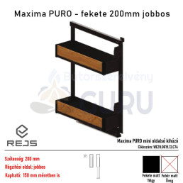 Maxima PURO mini oldalsó kihúzó Fekete / tölgy 200 mm - Jobbos