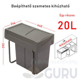 kihúzható szemetes 20 literes nyíló ajtóhoz