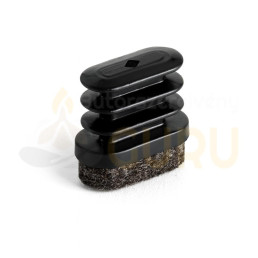 Filcpárnás fekete bordás ovális csővégzáró – 10×20 mm
