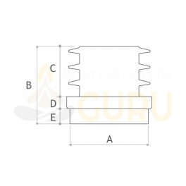 Filcpárnás fekete bordás ovális csővégzáró – 10×20 mm