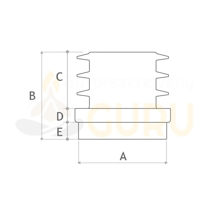 Filcpárnás fekete bordás ovális csővégzáró – 10×20 mm